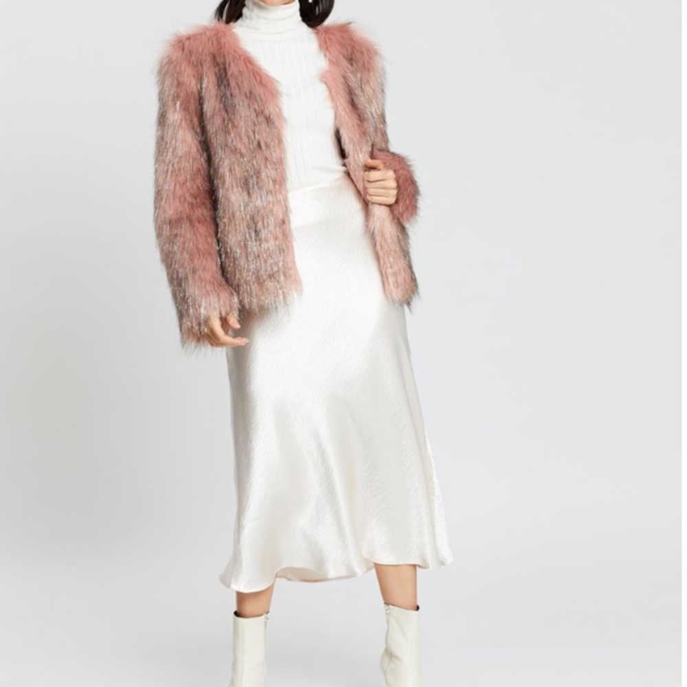 UNREAL FUR Dusty Pink & Silver Fire And Ice Jacket - Picture 2 of 6